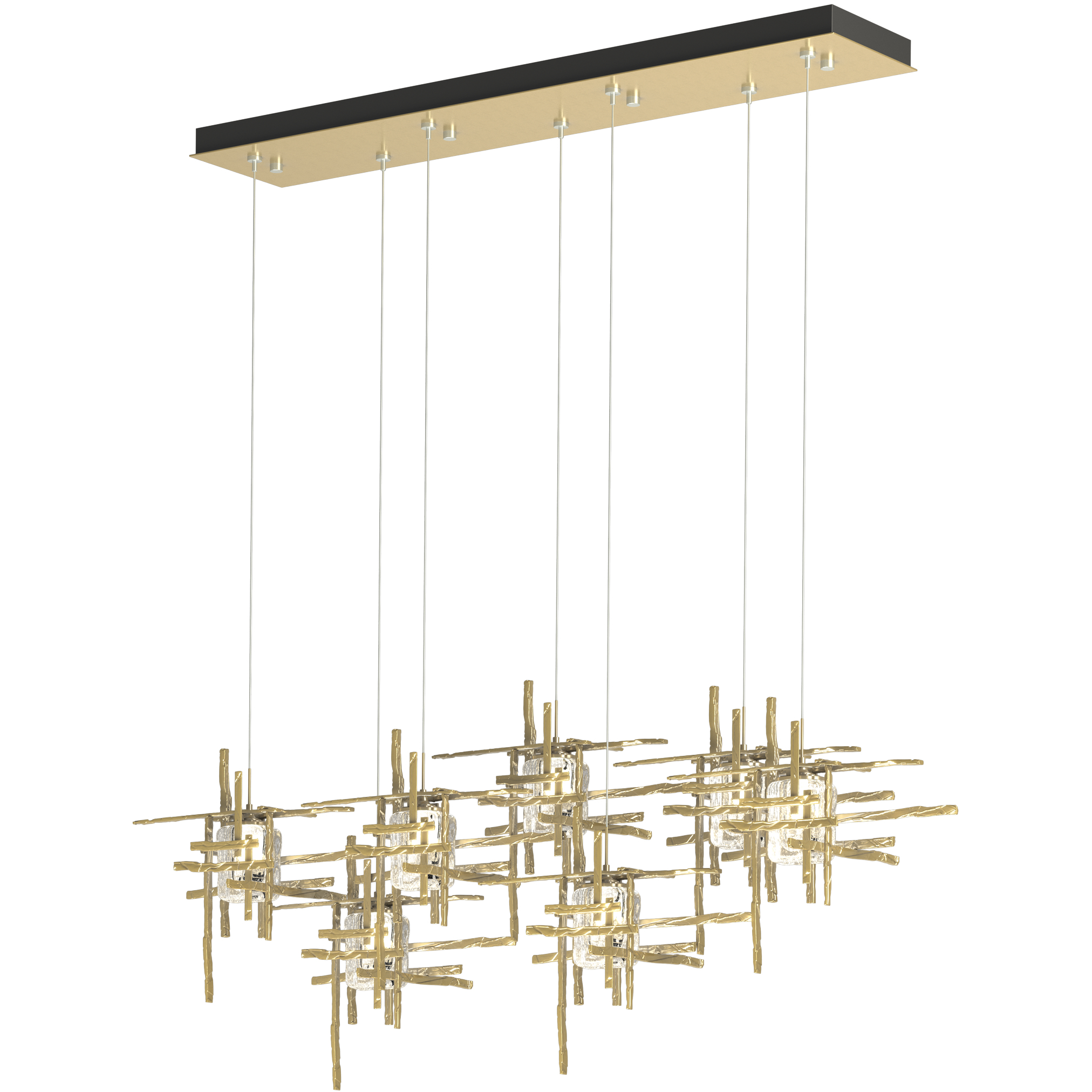 Tura 7 Light 53.6 inch Modern Brass Pendant Ceiling Light, Standard