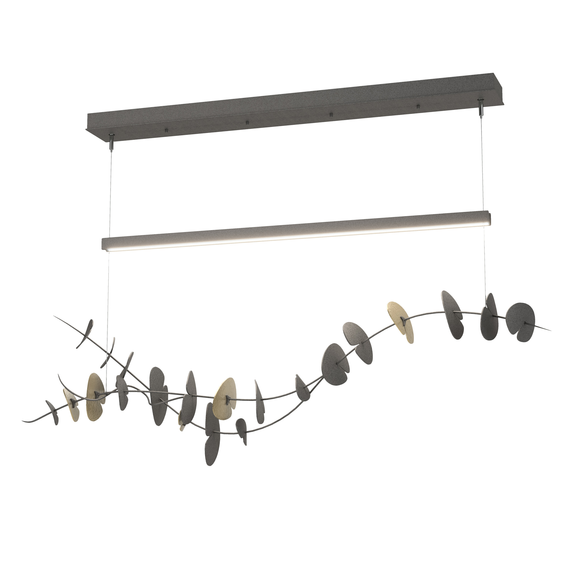 Lily LED 41.1 inch Natural Iron and Modern Brass Pendant Ceiling Light in Natural Iron/Modern Brass