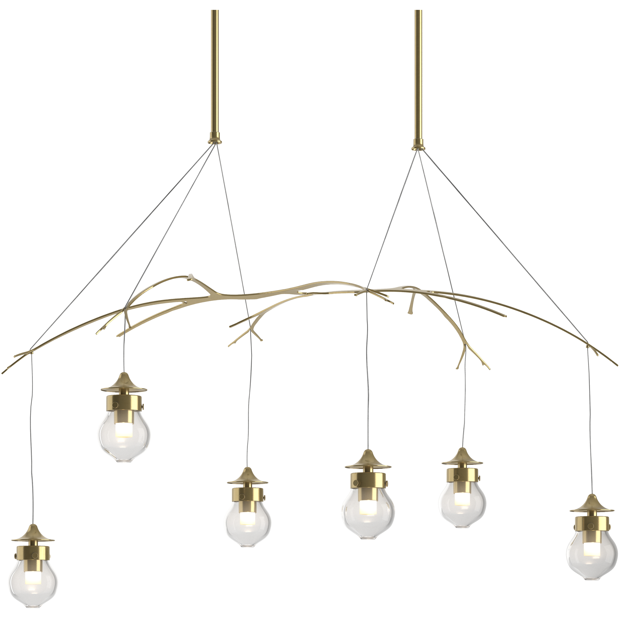 Kiwi 6 Light 36.8 inch Modern Brass Pendant Ceiling Light, Short