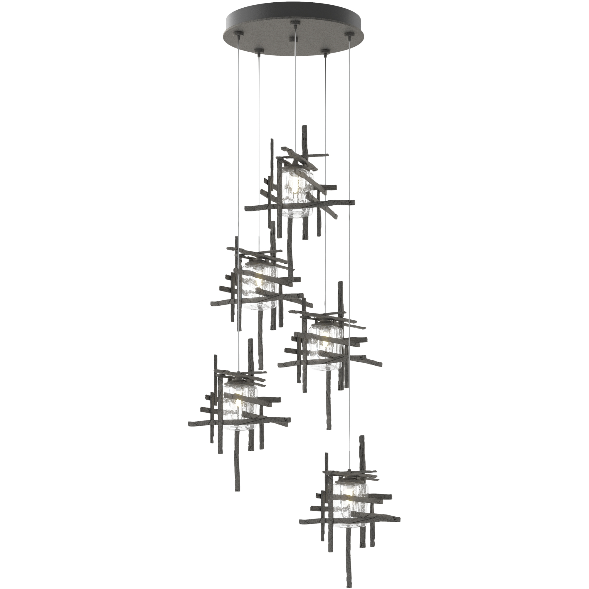 Tura 5 Light 27.3 inch Natural Iron Pendant Ceiling Light, Standard