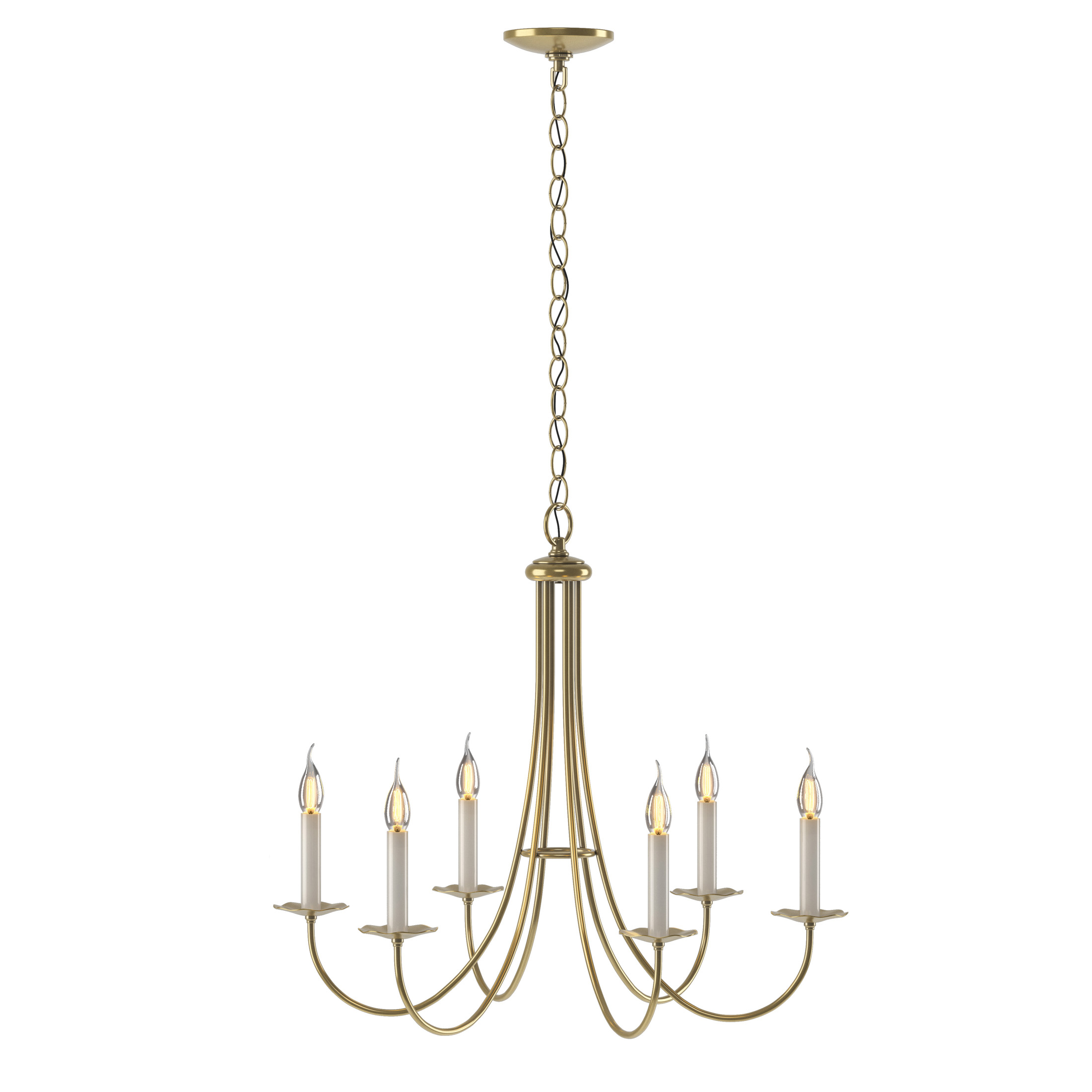 Simple Sweep 6 Light 26 inch Modern Brass Chandelier Ceiling Light