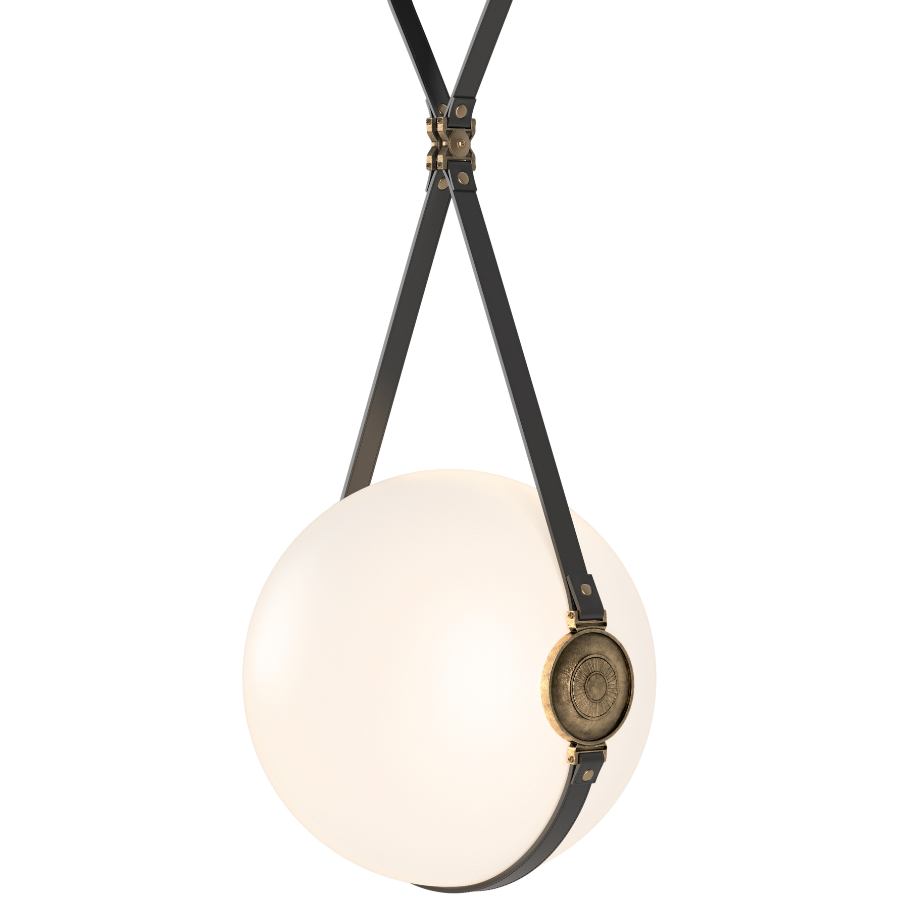 Derby LED 14.9 inch Black with Antique Brass Pendant Ceiling Light in Leather Black/Non-Branded Plate, Black/Antique Brass, Long